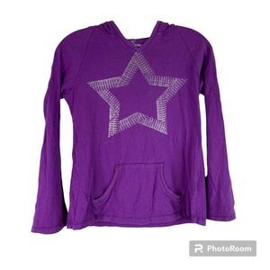 5/$15 Faded Glory Purple Long Sleeve Lightweight T Shirt Hoodie Super Star XL